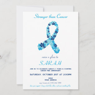 Blue Colourectal Cancer Awareness Survivor Party Invitation