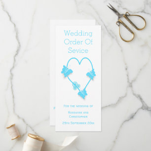 Blue Coloured Butterfly Heart Wedding Program