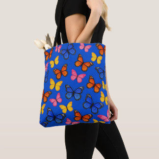Blue Colourful Butterflies Tote Bag