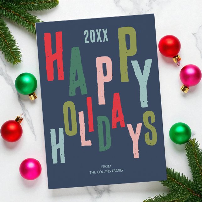 Blue Colourful Festive Happy Holidays Christmas Holiday Card (Blue Colorful Festive Happy Holidays Christmas Holiday Card)
