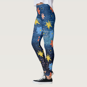 Blue colourful Flower Dream Abstract  Leggings
