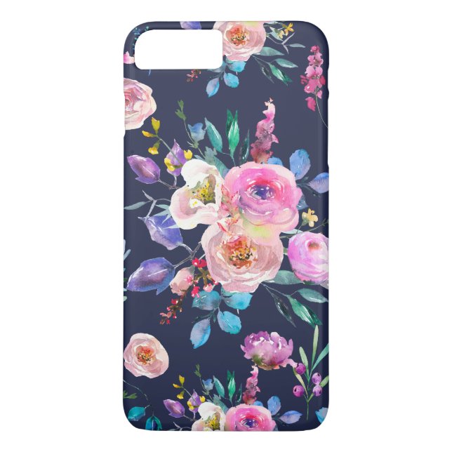 Blue & Colourful Flowers Bouquet Pattern Case-Mate iPhone Case (Back)