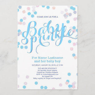 Blue Colourful Modern Baby Sprinkle Invitation Boy