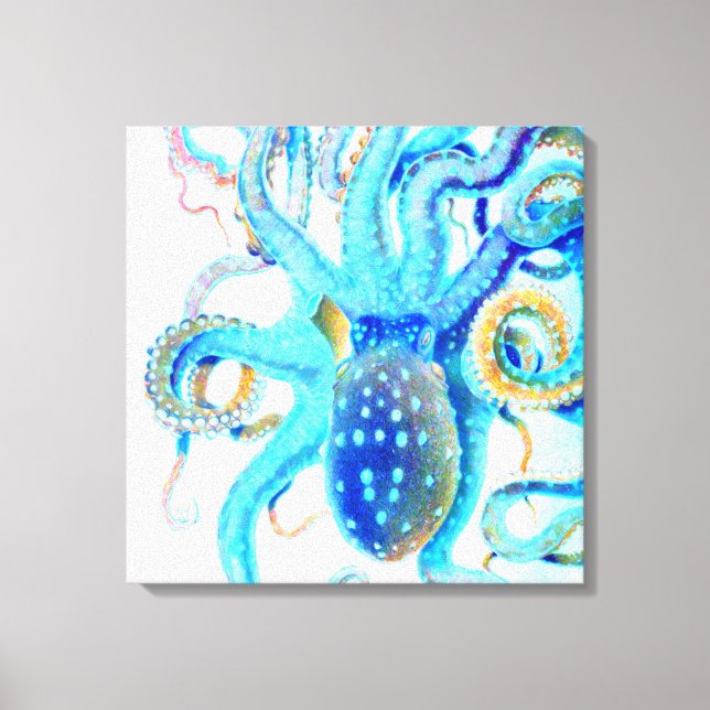 Blue colourful Octopus Canvas Print (Front)