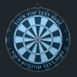 Blue Colours Dartboard with Custom Text<br><div class="desc">Dartboard with retro blue colours and two custom text areas. You can easily change every colour clicking on customize button.</div>