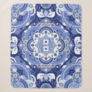 Blue colours vintage geometric pattern. Light indi Sherpa Blanket
