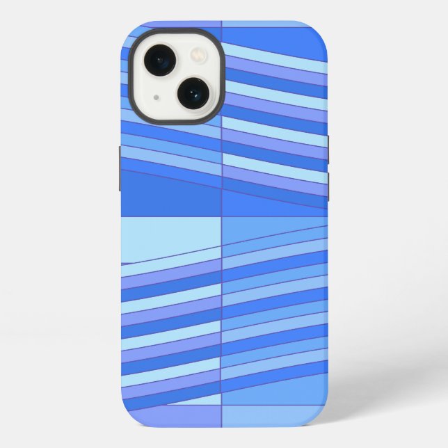 Blue Colours Wavy Rectangles iPhone Case (Back)