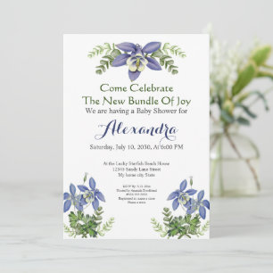 Blue columbine Floral Baby Boy Shower
