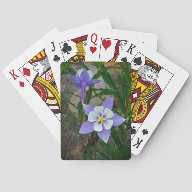 Blue columbine playing cards (Back)