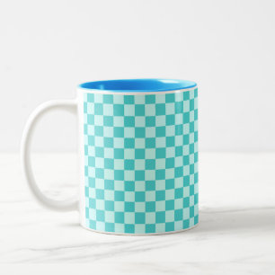 Blue Combination Classic Checkerboard by STaylor Two-Tone Coffee Mug