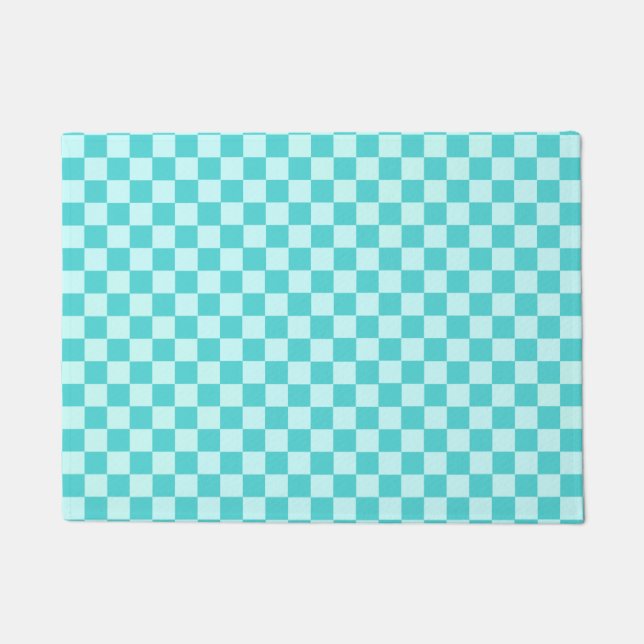 Blue Combination Classic Chequerboard Doormat (Front)