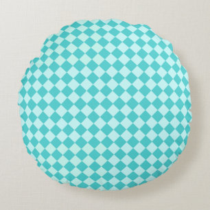 Blue Combination Diamond Pattern Round Pillow