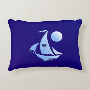 Blue Comedy and Tragedy Theatre Sailboat Accent Pillow