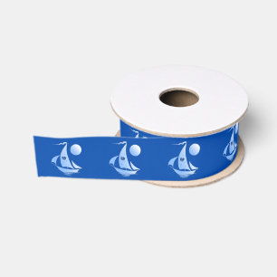 Blue Comedy and Tragedy Theatre Sailboat Grosgrain Ribbon