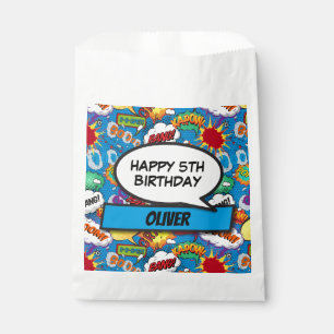 Blue Comic Book Superhero Birthday Party Favour Bag
