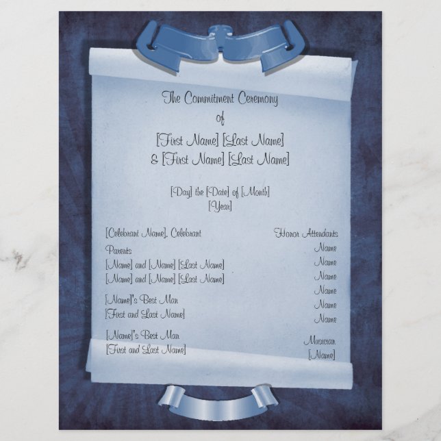 Blue Commitment Ceremony Custom 2-Sided Program (Front)