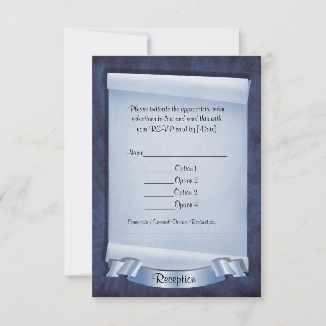 Blue Commitment Ceremony Custom Reception Cards (Front)