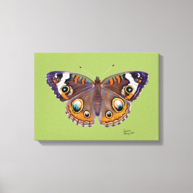Blue Common Buckeye Butterfly Realistic Painting Canvas Print (Front)