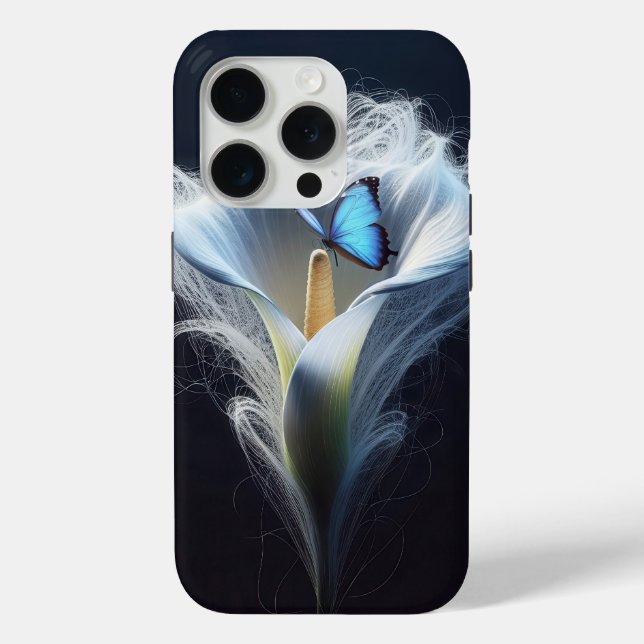 Blue Common Morpho Butterfly In Lily Case-Mate iPhone Case (Back)