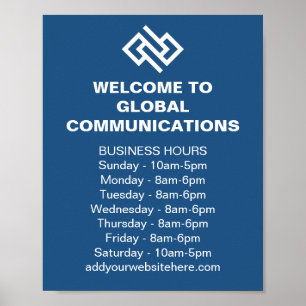 Blue Company Custom Business Hours Store Poster