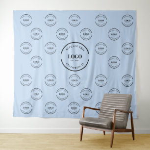 Blue Company Logo backdrop Instant step and repeat Tapestry