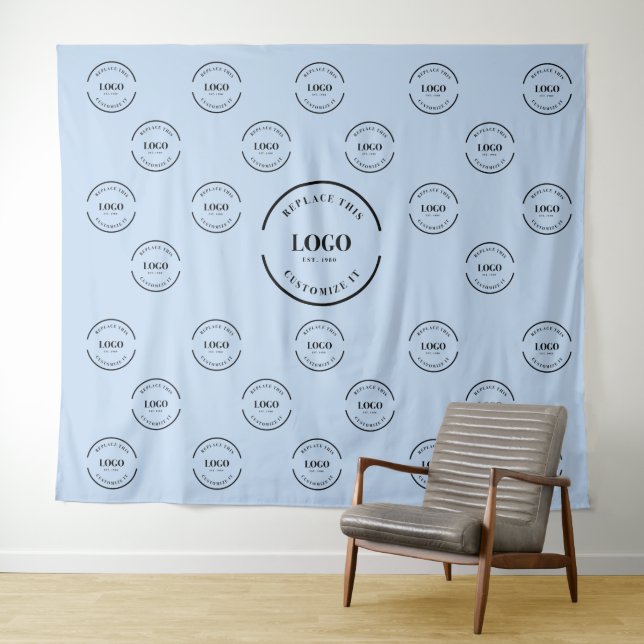Blue Company Logo backdrop Instant step and repeat Tapestry (In Situ (Horizontal))