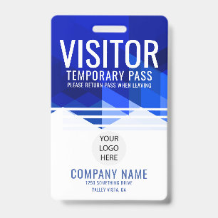 Blue Company Logo Visitor Pass ID Badge