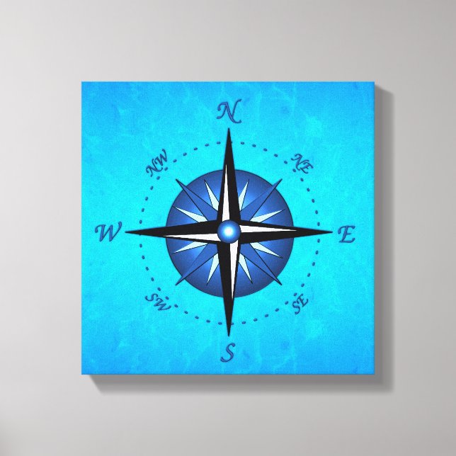 Blue Compass Rose Canvas Print (Front)