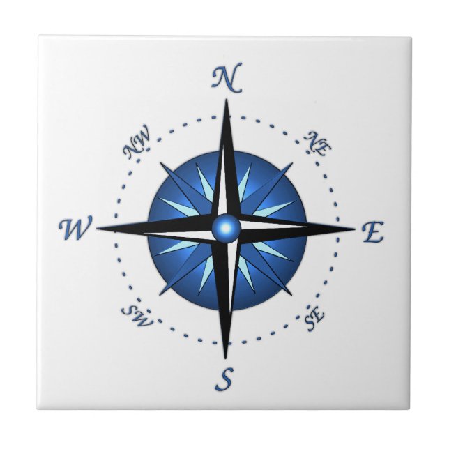 Blue Compass Rose Tile (Front)