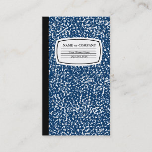 blue composition book business card