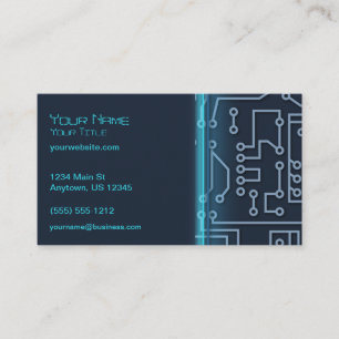 Blue Computer Circuitry Business Card