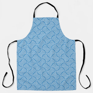 Blue Concentric Circles All-Over Print Apron