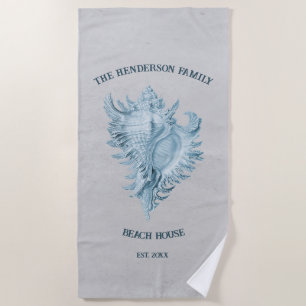 Blue Conch Shell Beach Towel