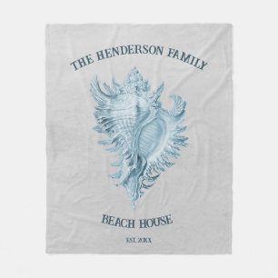Blue Conch Shell Fleece Blanket