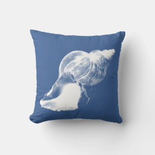 Blue Conch Shell Square Pillow