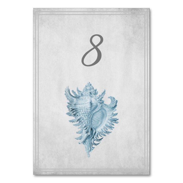 Blue Conch Shell Table Number Card (Front)