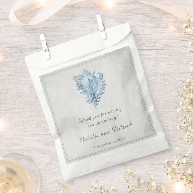 Blue Conch Shell Wedding Favour Bags (Clipped)