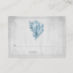Blue Conch Shell Wedding Place Cards