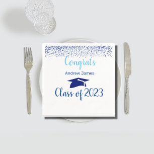 blue confetti 2024 graduation  -  Congrats  Napkin