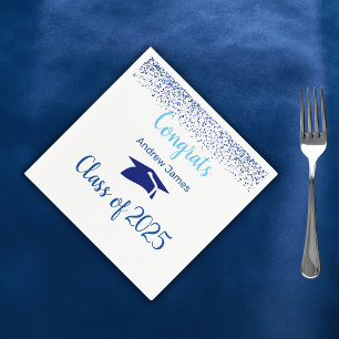 blue confetti 2025 graduation  -  Congrats  Napkin