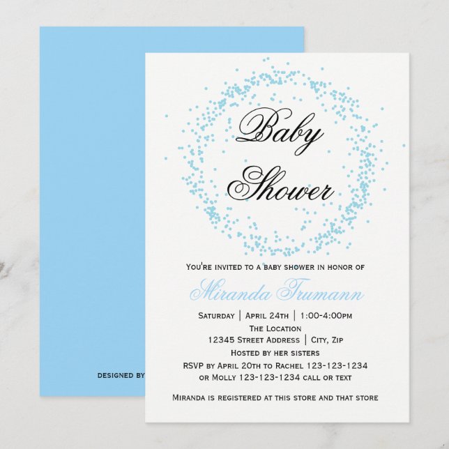 Blue Confetti - Baby Shower Invitation (Front/Back)
