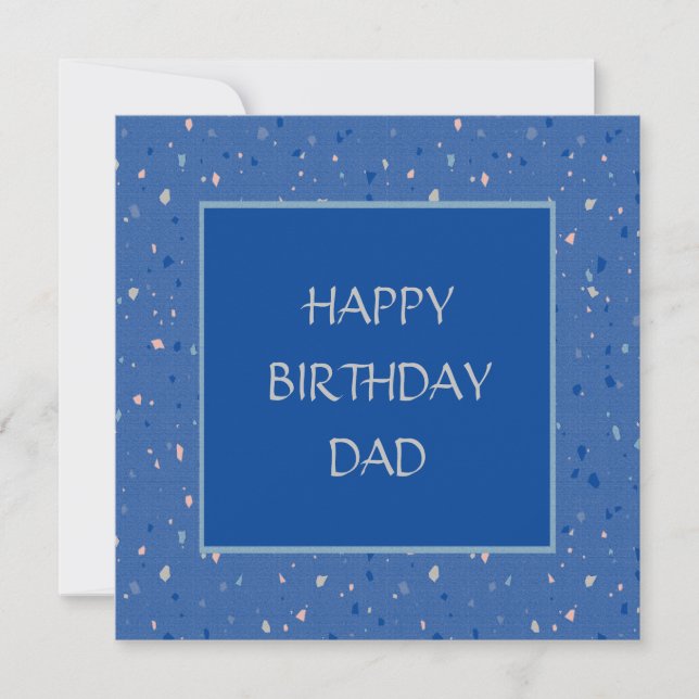 blue confetti fun happy birthday dad card (Front)