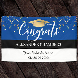 Blue Confetti Graduation Banner