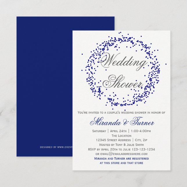 Blue Confetti - Invitation Wedding shower de Coupl (Devant / Derrière)