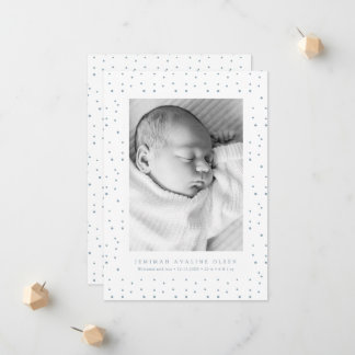 Blue Confetti Newborn Photo Birth Announcement