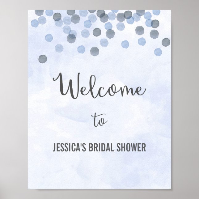 Blue Confetti Welcome Poster Print (Front)