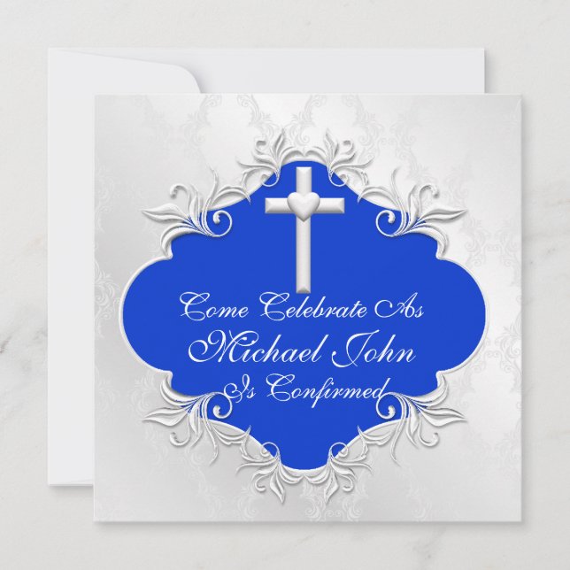 BLUE CONFIRMATION Invitations Elegant Design (Front)