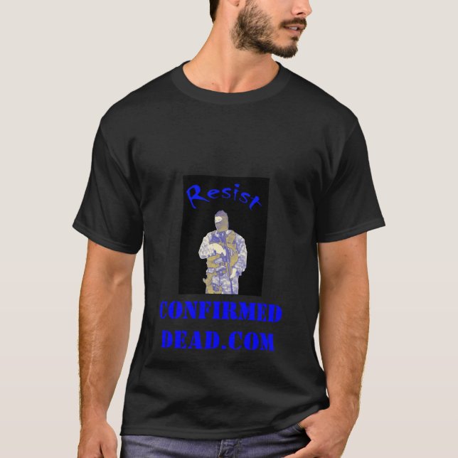 blue, Confirmed Dead.com T-Shirt (Front)