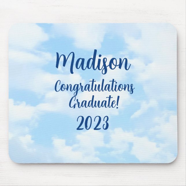 Blue Congrats Graduation Custom Name and Year Mouse Pad (Front)