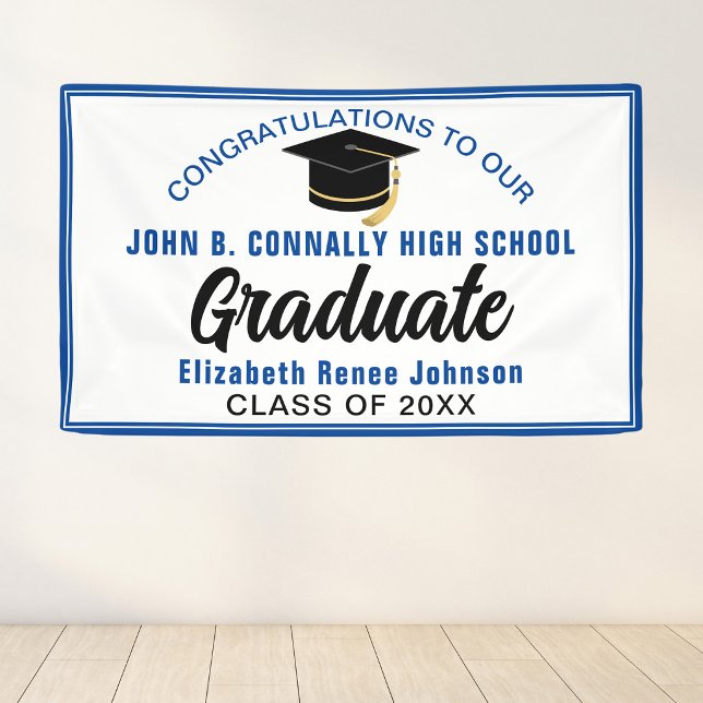 Blue Congratulations Graduate Customized Party Banner (Creator Uploaded)